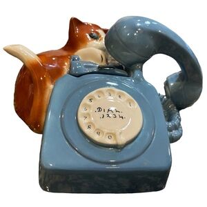 Vintage COOPERCRAFT MADE in England CAT TELEPHONE TEAPOT EUC!